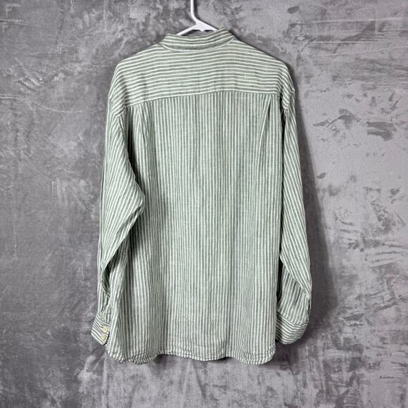 Tommy‎ Bahama Relax Button Shirt Mens XL Linen Striped Green - Picture 9 of 13